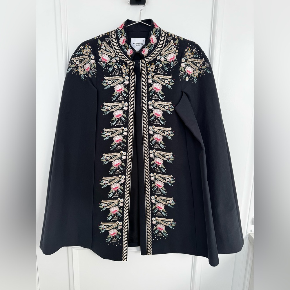 Vilshenko Black Embroidered Women's Cape coat